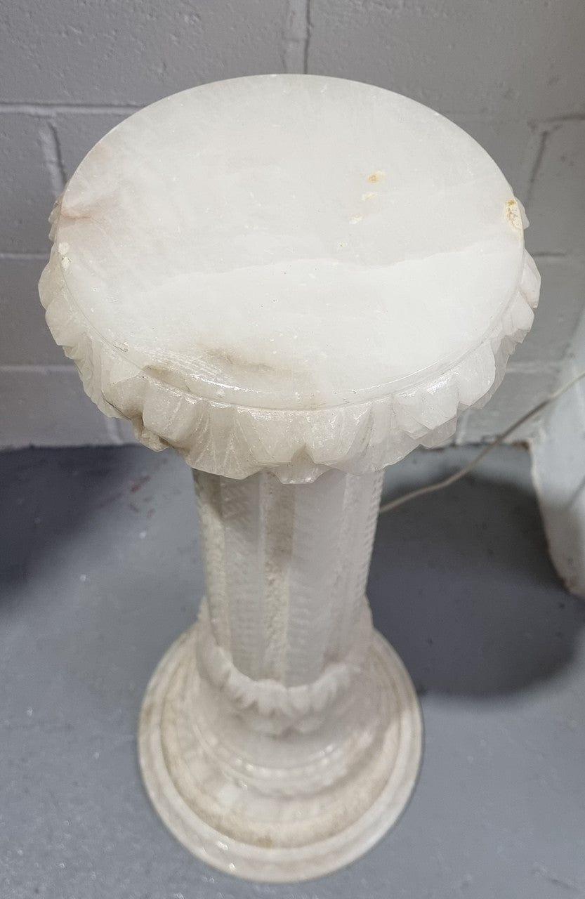 White Alabaster Floor Lamp Column Pedestal