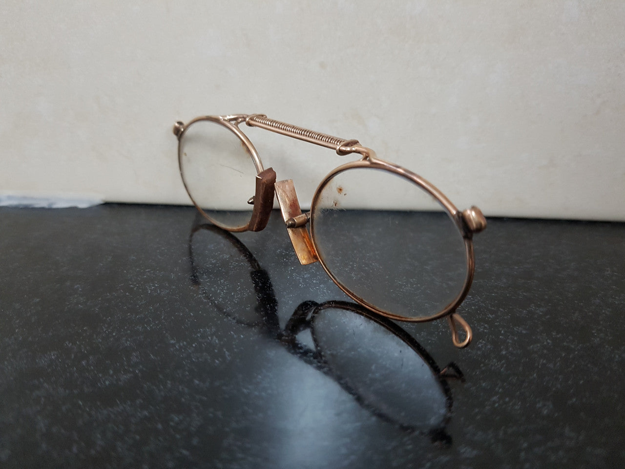 Antique Pince-Nez Reading Glasses Gold Plated