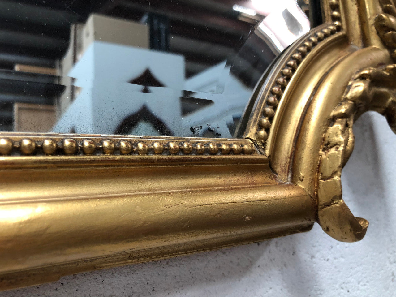 Antique French Gilt & Floral Allegorical Mantle/Wall Mirror