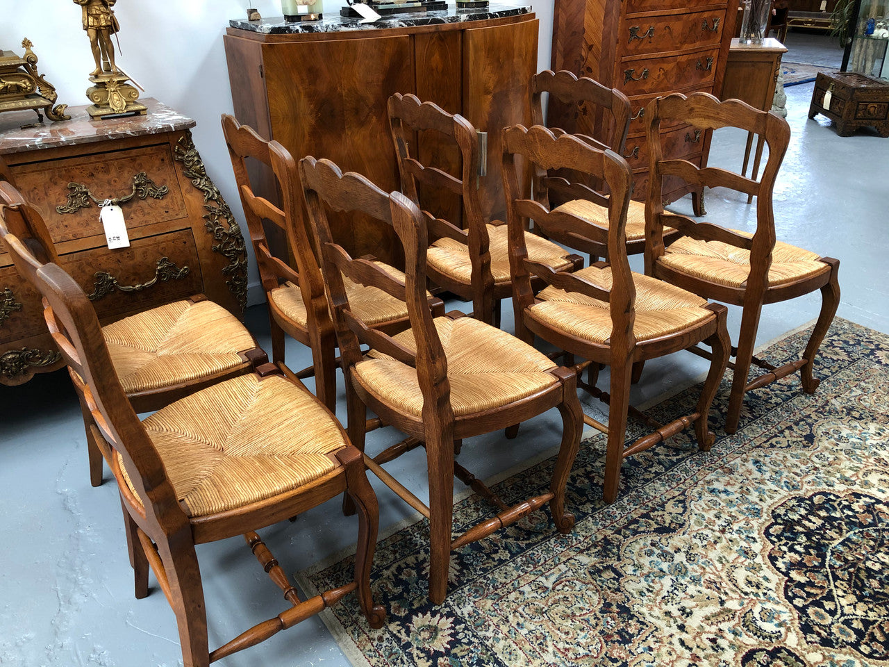 Fabulous Set of 8 French oak Dining Chairs