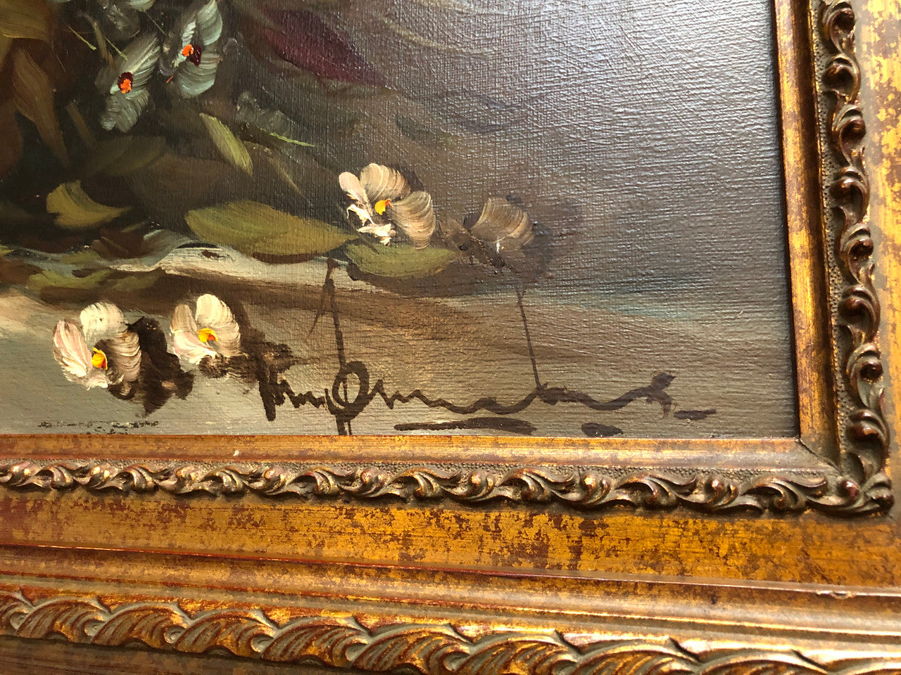 Beautiful French Framed Floral Oil On Canvas