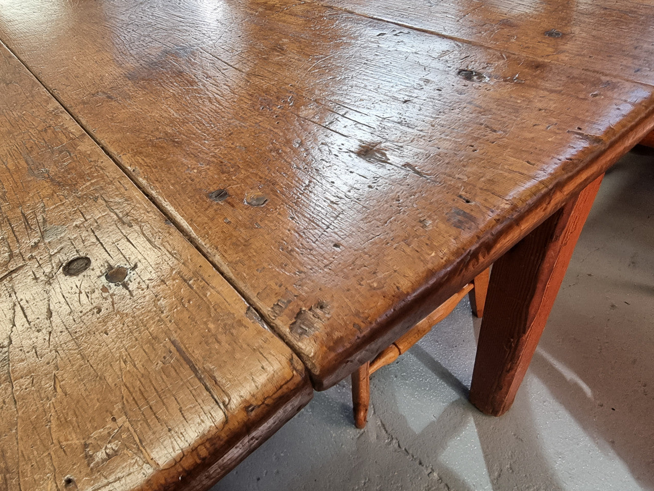 Fabulous early 19th Century Antique Fruitwood Farmhouse table of small proportions and loads of rustic detail. In good original detailed condition.