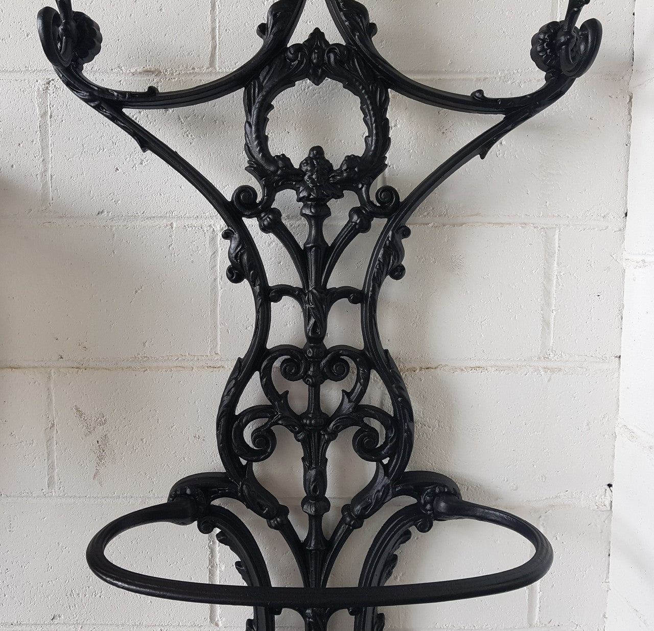 Highly Decorative French Antique Painted Cast Iron Hallstand