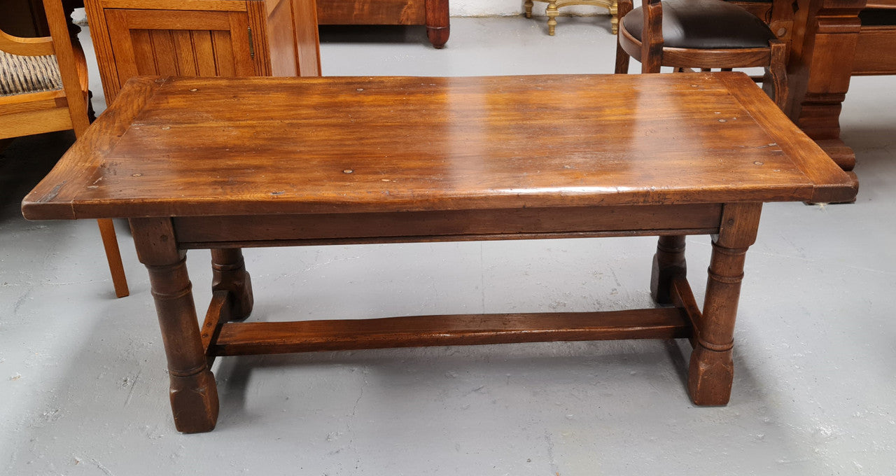 French Oak Refectory style coffee table. Amazing patina and is in good original detailed condition.
