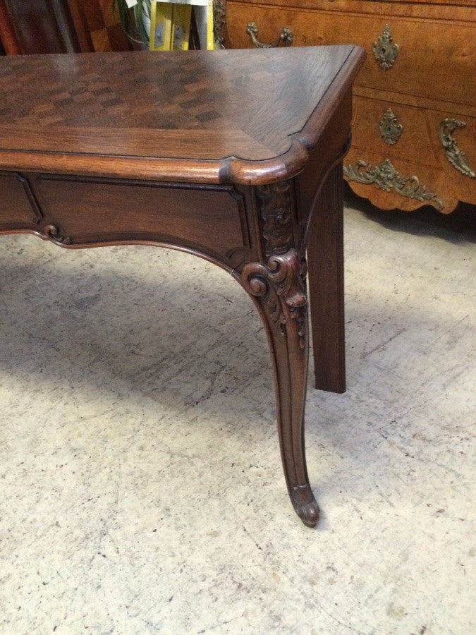 French Parquetry Top Console Table-1