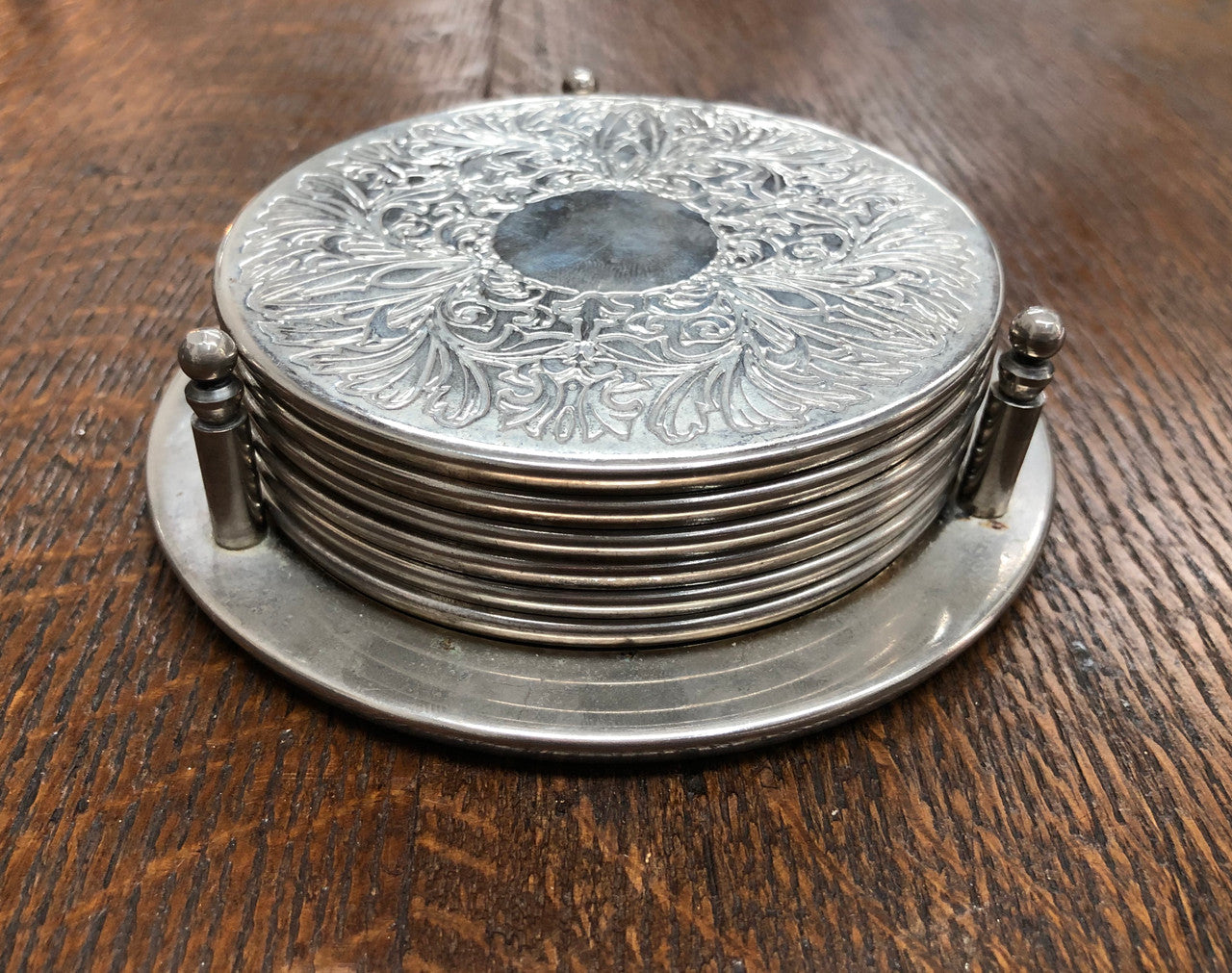 Set Of 6 Silver Coasters In Original Holder