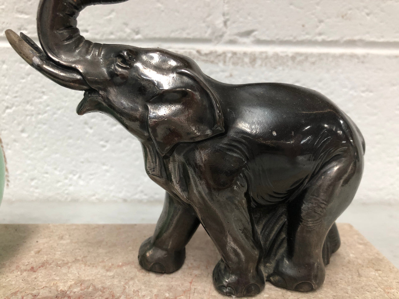 French Art Deco Elephant lamp on marble base. It has been rewired. Circa 1920.