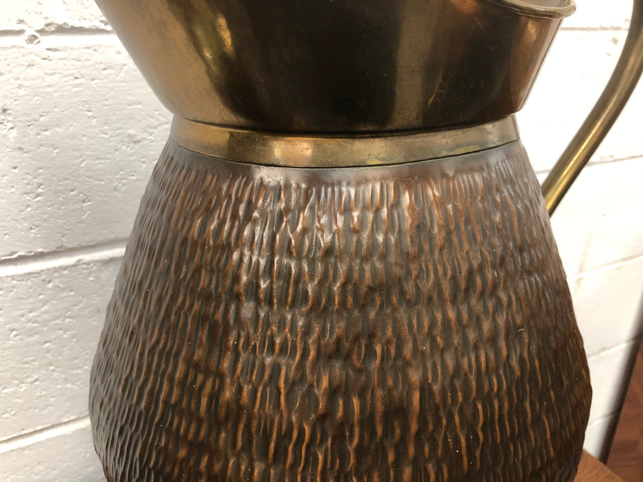 French Arts & Crafts Style Brass & Copper Jug