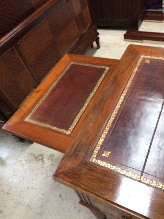 Antique French Walnut Desk With Leather Top