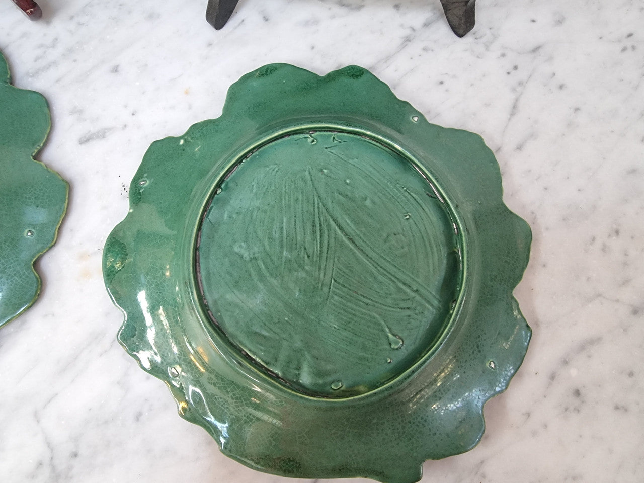 Set of 6 Victorian majolica grape vine plates. No markings – European. In very good original condition. $265 the set of six. 22.5cm Diam