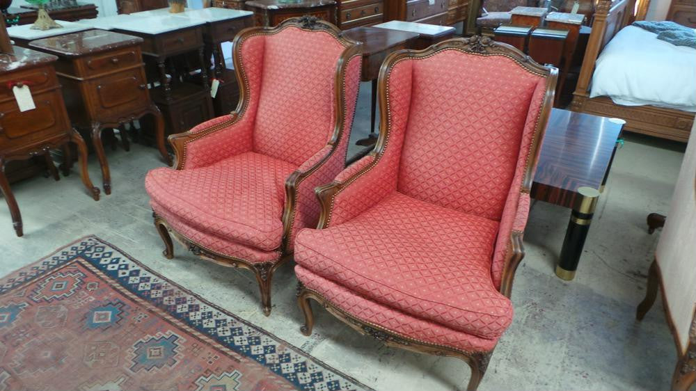 Pair Of French Carved Louis XV Style Fauteuils