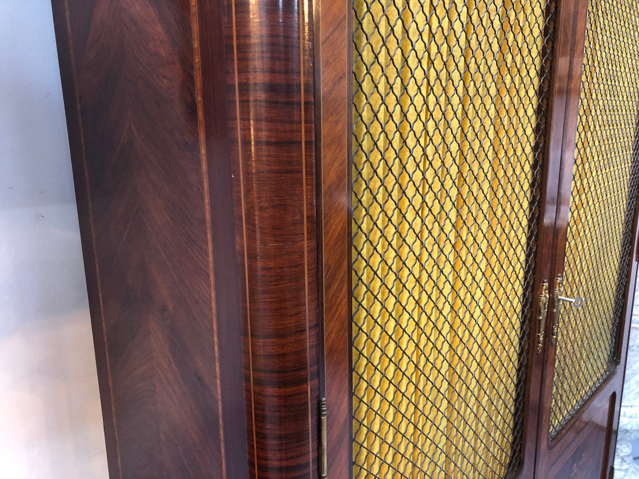 Beautiful 19th Century French Louis XV style Mahogany Blind Bookcase. This piece has lovely inlaid doors and ormolu mounts, marble top and four adjustable shelves. In good original detailed condition.