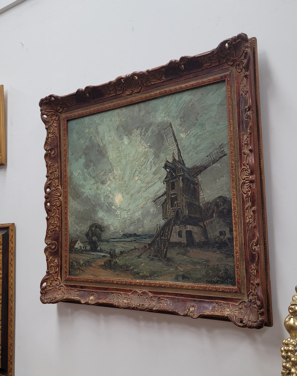 Late 19th century Dutch impressionist signed oil on canvas depicting "Windmill Landscape". It is in good original detailed condition and has been sourced from France.