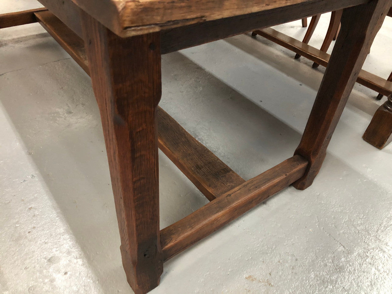 19th Century French Oak Farmhouse Table With Drawer