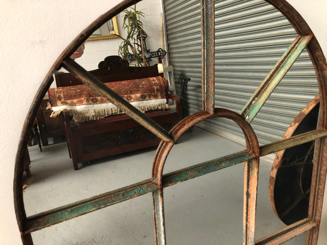 French Cast Iron Arched Garden Mirror