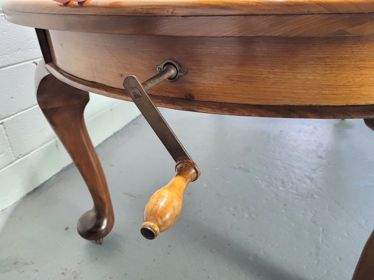 Period blackwood two leaf extension table. It can comfortably sit six people and eight when extend. It is in good original detailed condition.