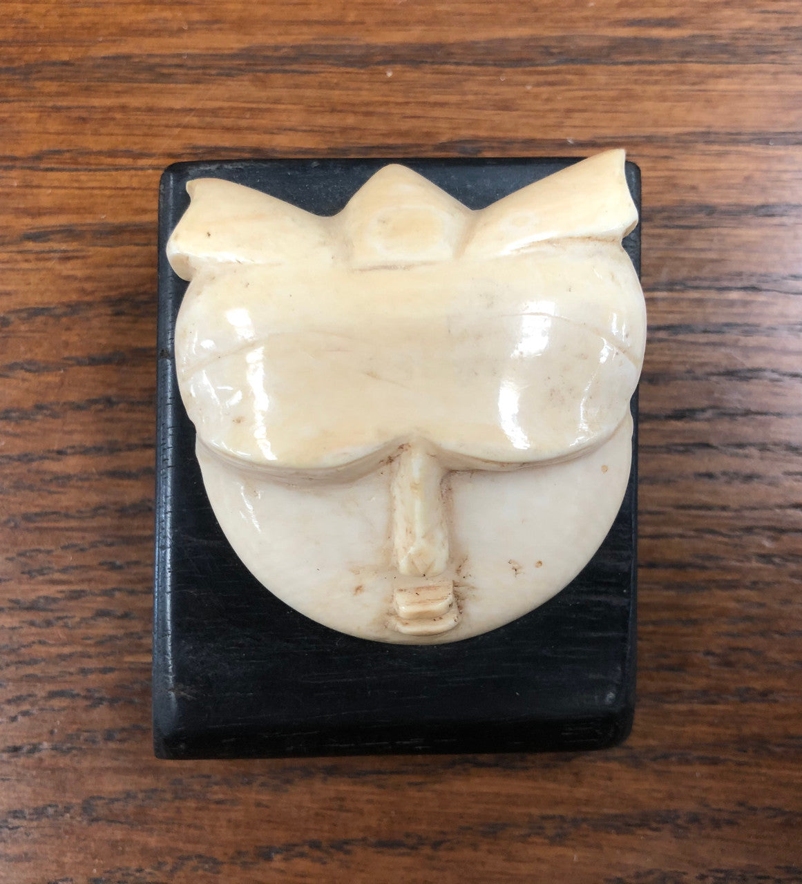 Antique Carved Ivory & Wood Paperweight