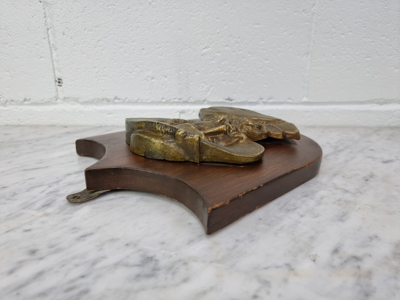 Antique Bronze plaque of a man plaque on a Mahogany panel. In good original detailed condition.