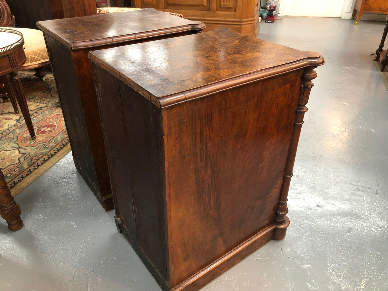 Lovely Pair Of Victorian Burr Walnut Bedside Cabinets