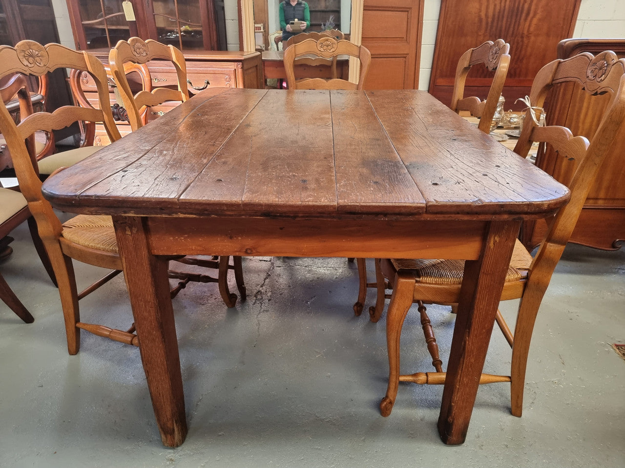 Fabulous early 19th Century Antique Fruitwood Farmhouse table of small proportions and loads of rustic detail. In good original detailed condition.