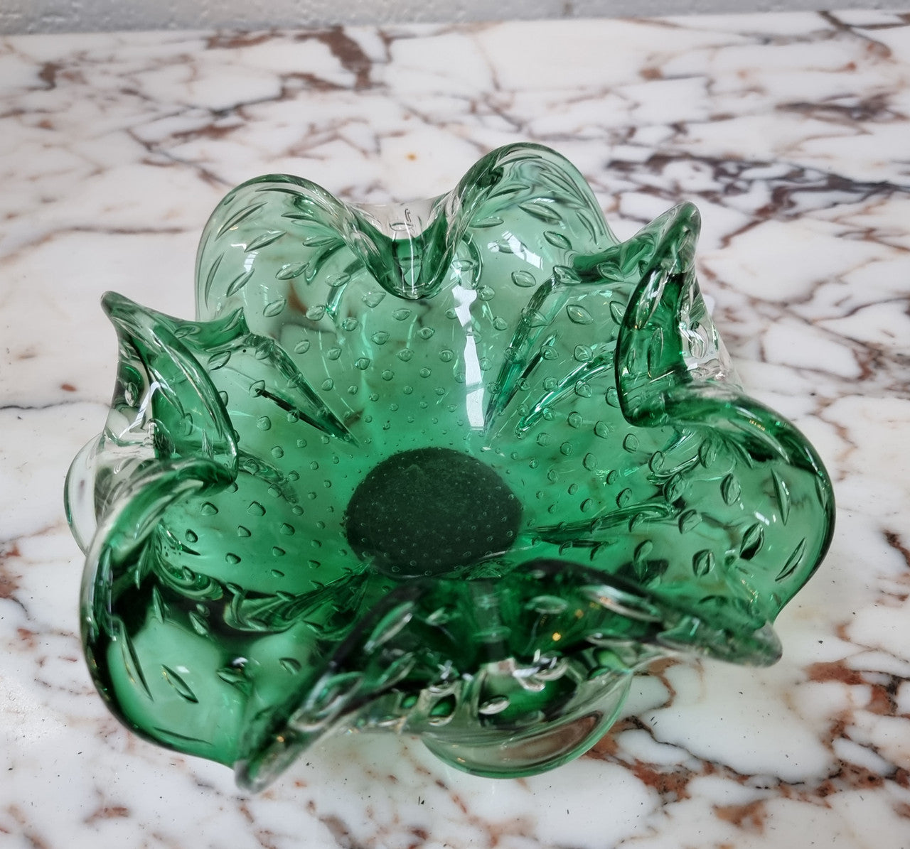 Vintage “Murano” Handmade Glass Green Bowl