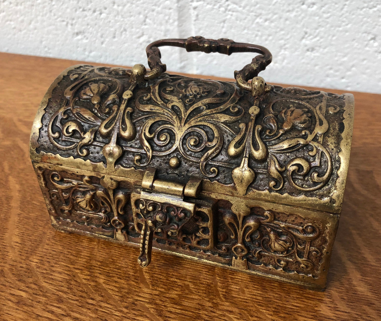 Late Victorian ormolu casket in original condition. Circa 1890.