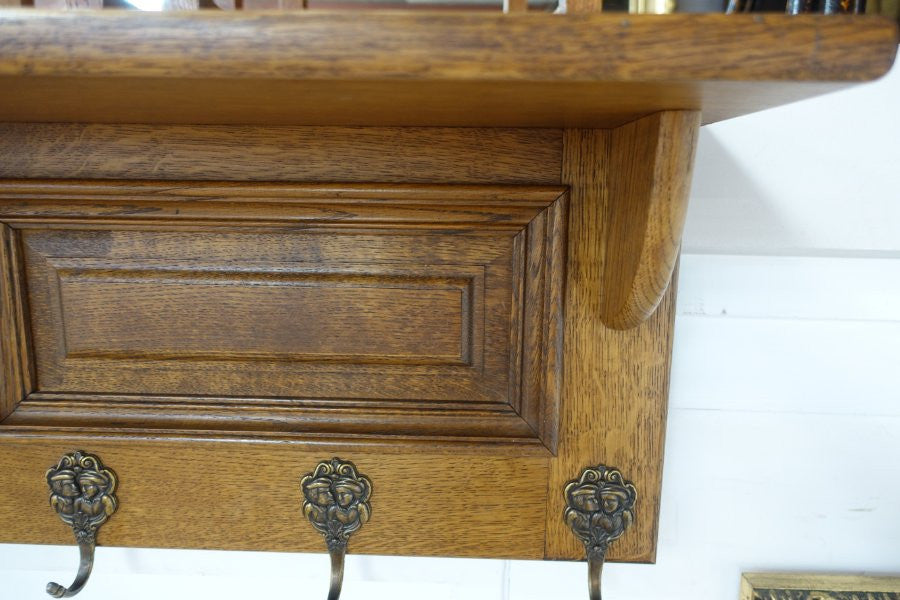 French Oak Wall Mounted Coat Rack