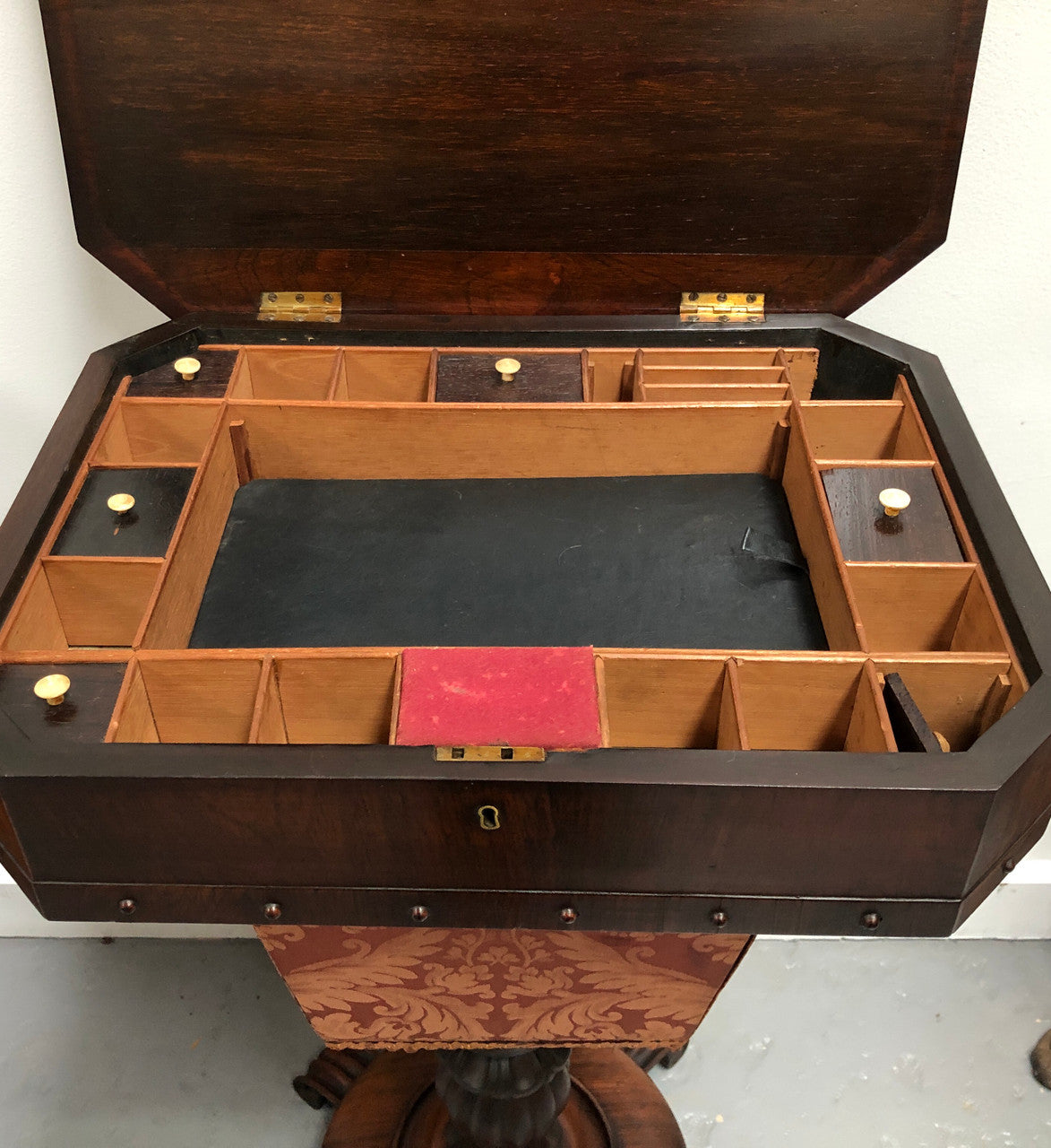 Early Victorian work/sewing/chess table. In amazing original detailed condition and it has been sourced locally. Circa: 1840.