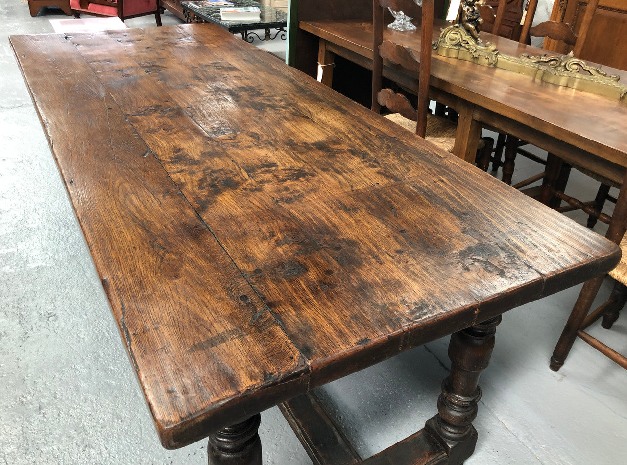 Early 19th Century French Figured Elm Farmhouse Table