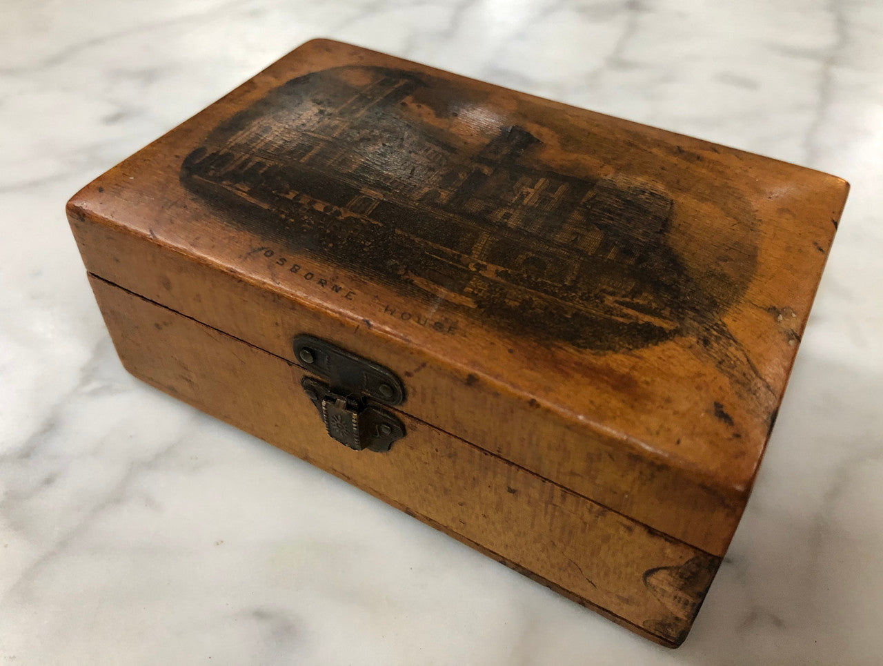 Victorian Mauchline Ware Wooden Box "Osborne House"