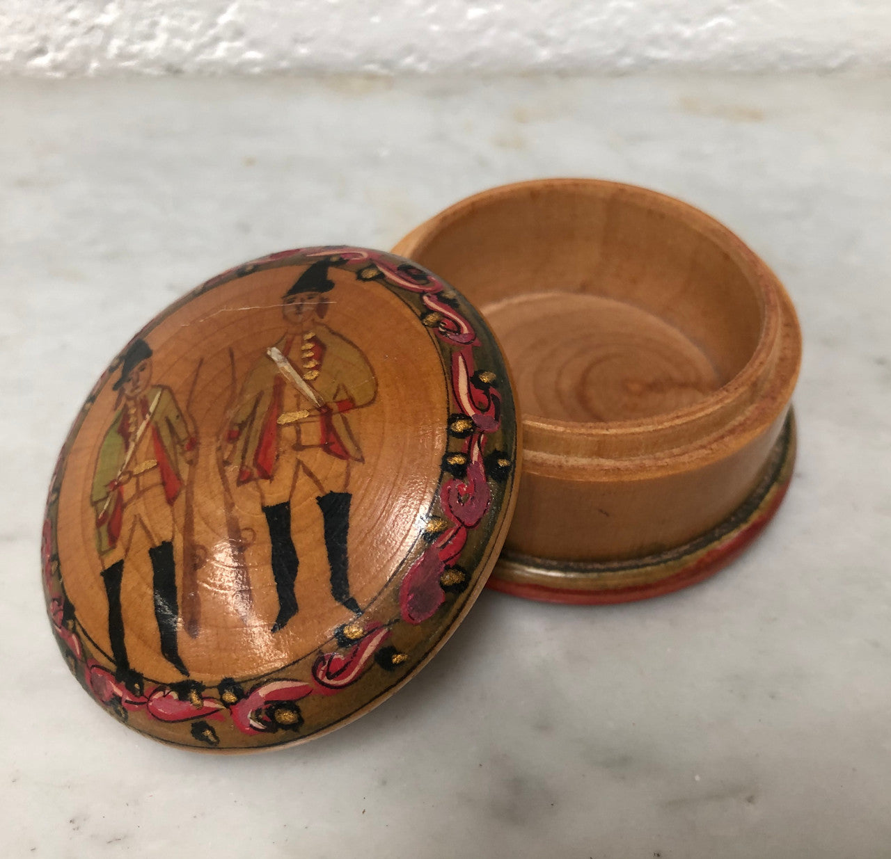 Vintage Treen Hand-Painted Trinket Box