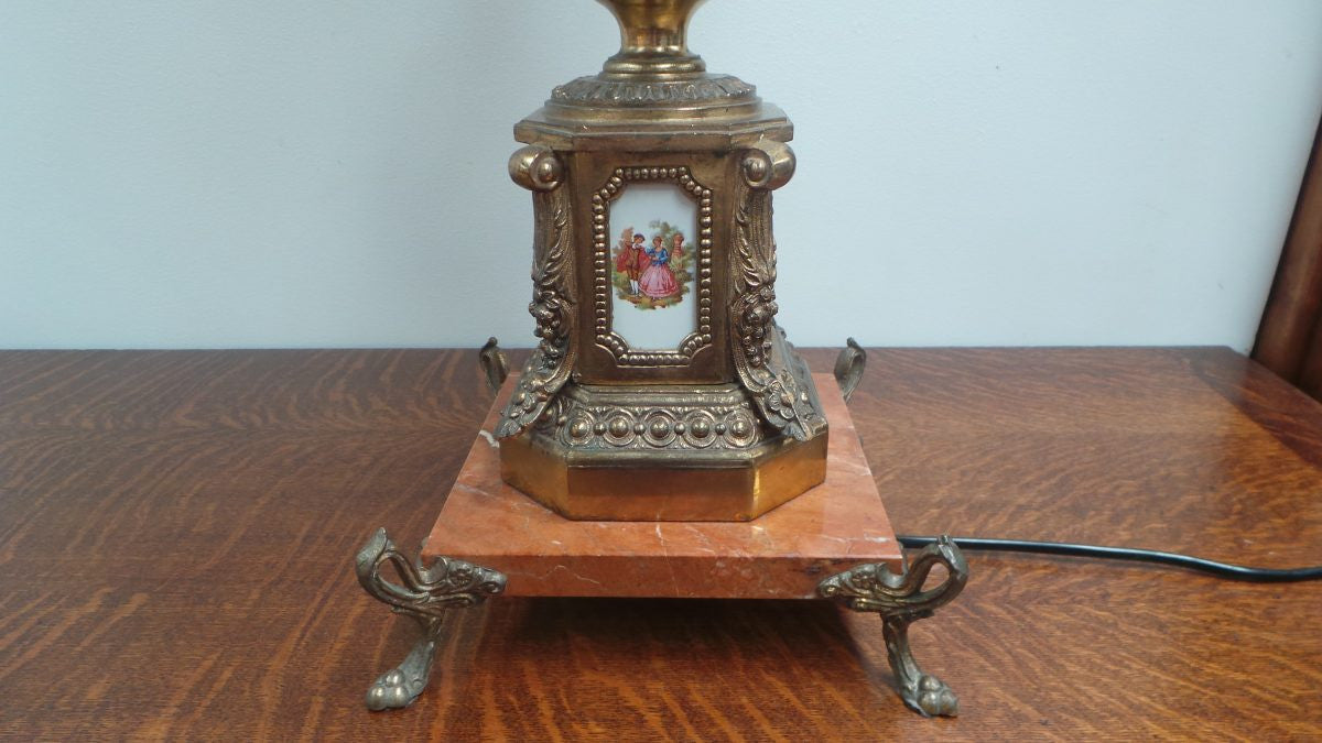 Vintage Table Lamp With Pink Shade