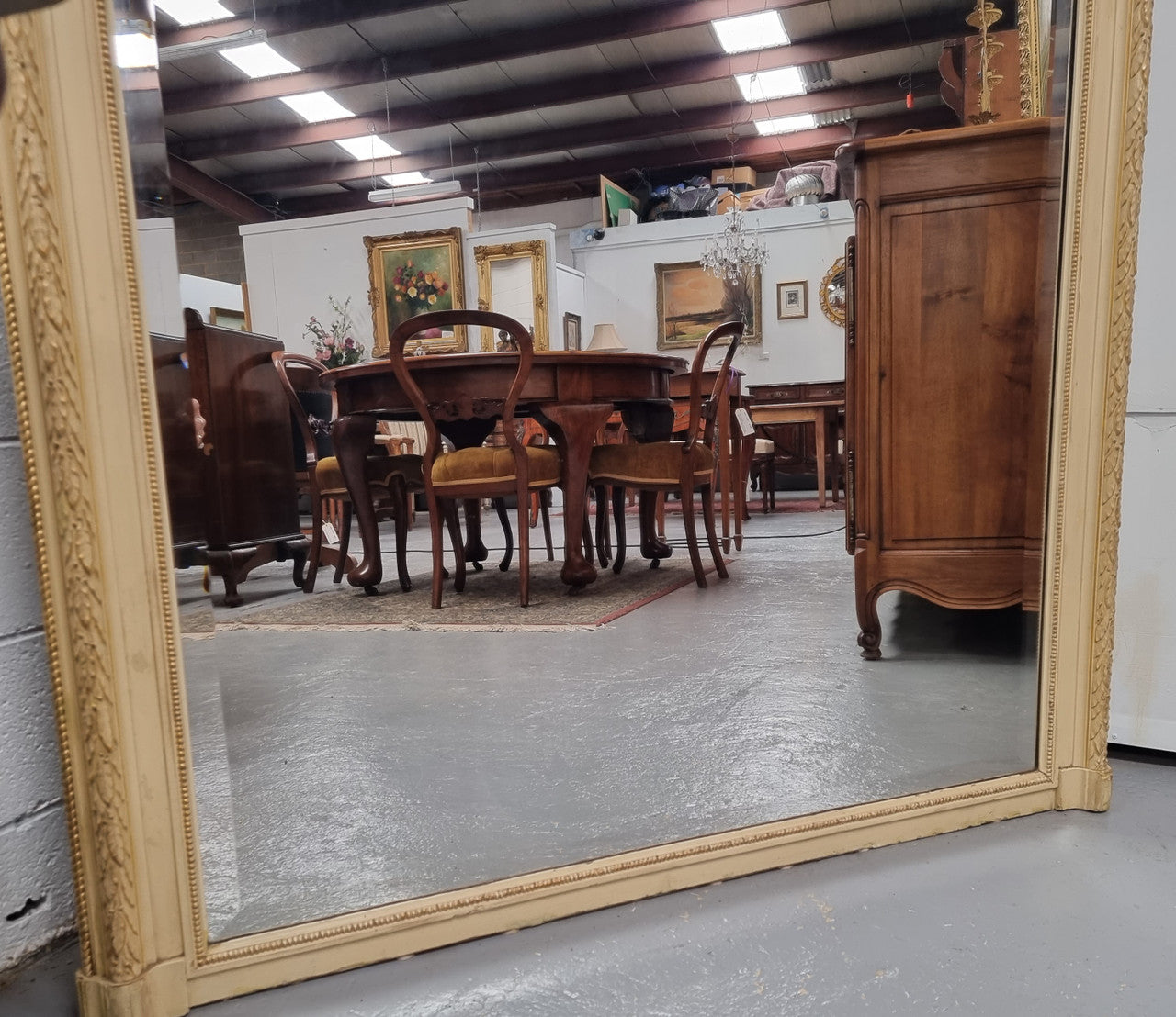 French 19th Century Napoleon III Style Grand Painted & Gilded Mirror