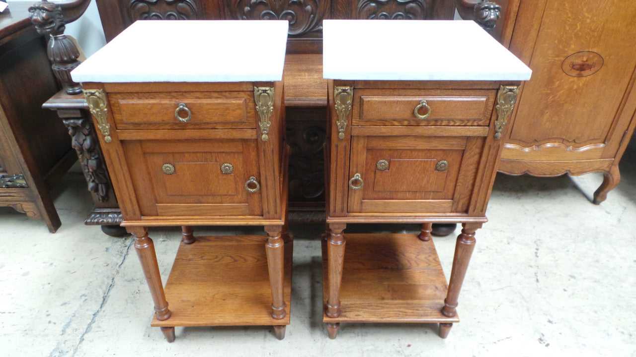 Pair of French Oak Bedside Cabinets-8