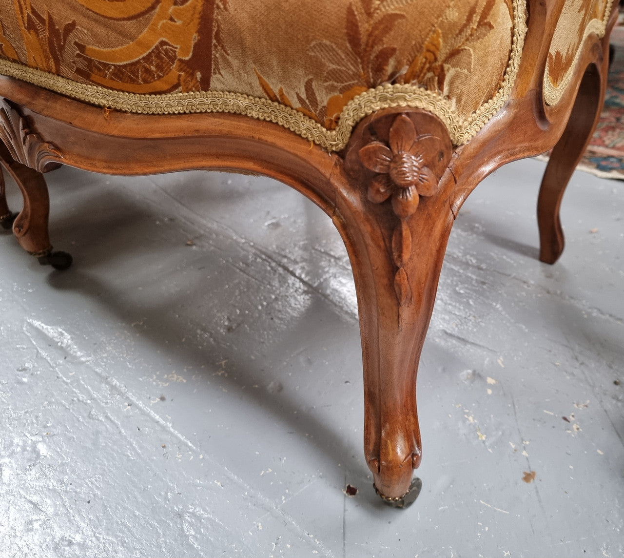 Pair of Amazing Louis XV Style Walnut & Tapestry Fauteuils