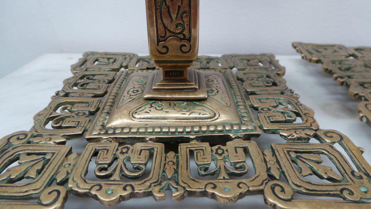 A Pair Of Antique Signed French Bronze Candelabras