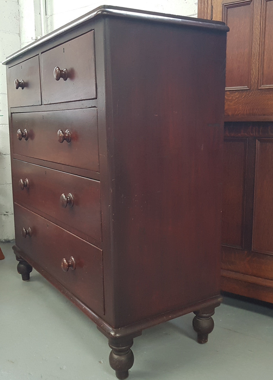 Victorian Cedar Chest Of Five Drawers