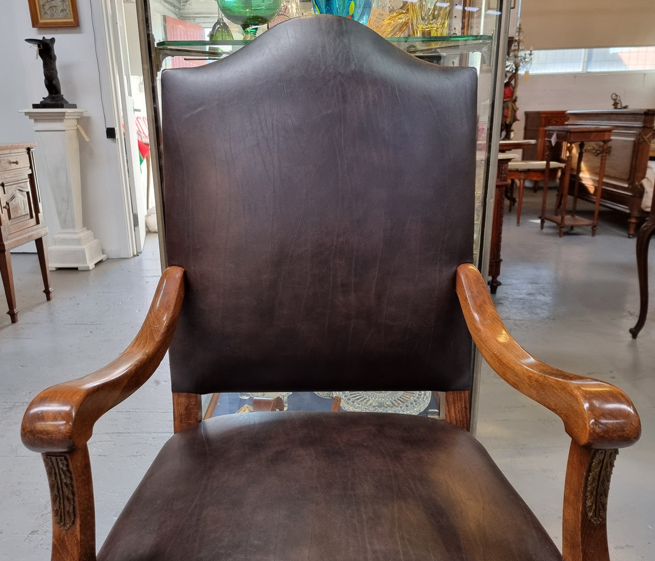 Grand French Oak Louis XV Style Newly Upholstered Desk Chair