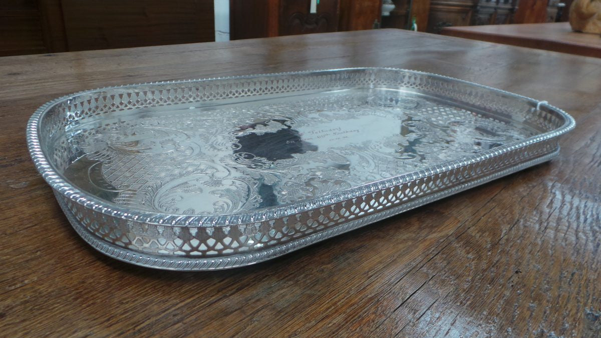Decorative Silver Plated Rectangular Drinks Tray