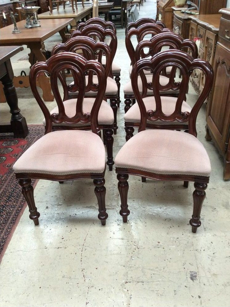 Eight Mahogany Reproduction Balloon Back Chairs