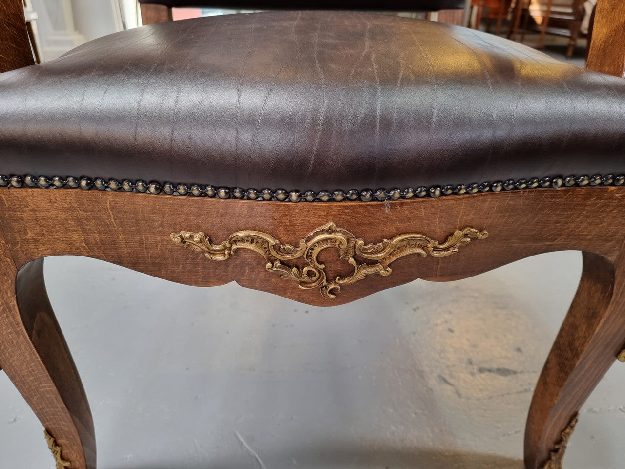 Grand French Oak Louis XV Style Newly Upholstered Desk Chair