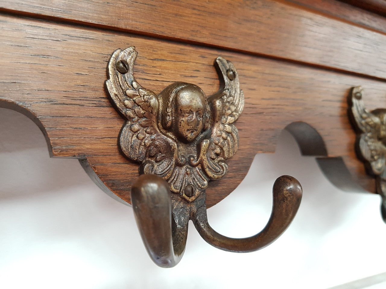 Vintage Highly Decorative French Carved Oak Coat Rack