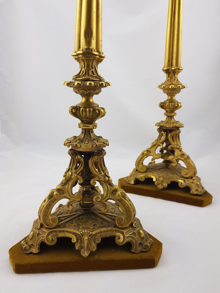 French Gilt Bronze Candlesticks Holder
