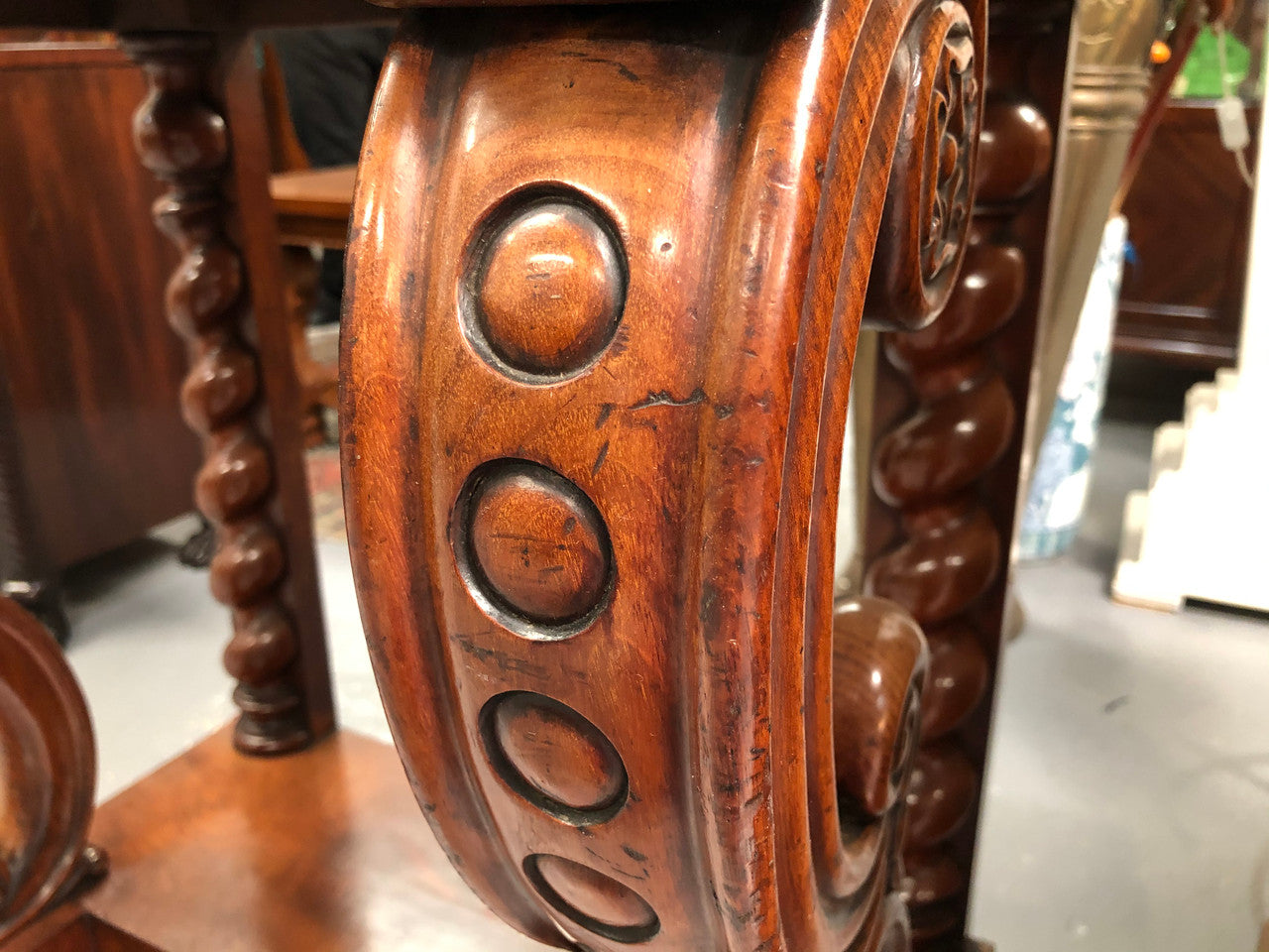 Antique French Flame Mahogany Console Table