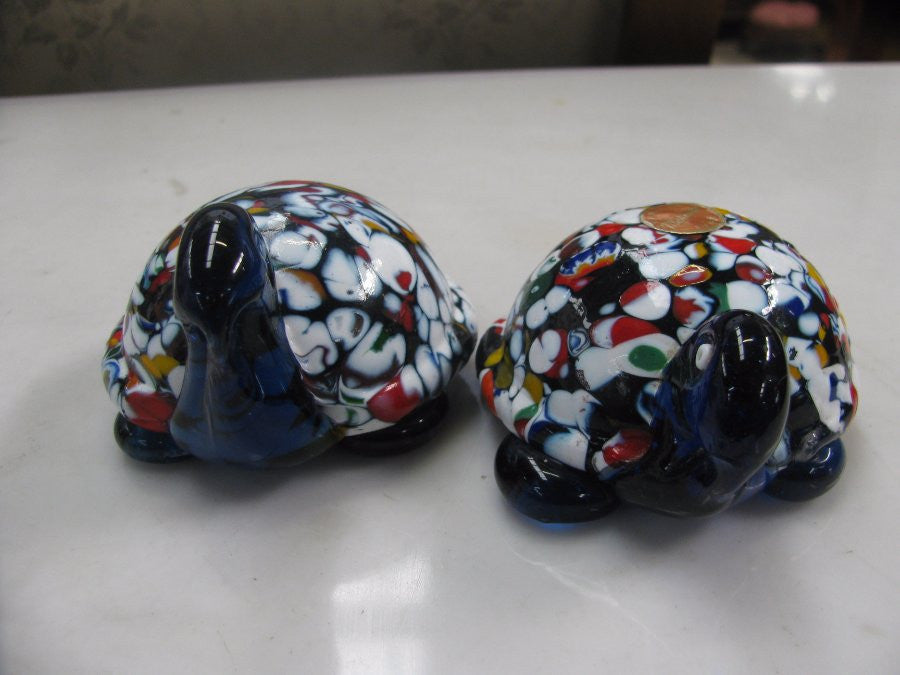 Pair Of Murano Glass Turtles