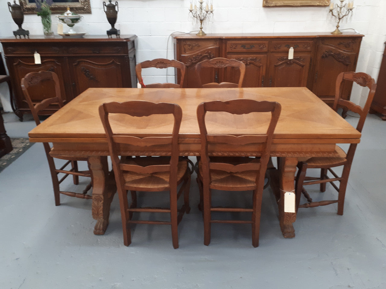 French Oak Spanish Style Extension Table