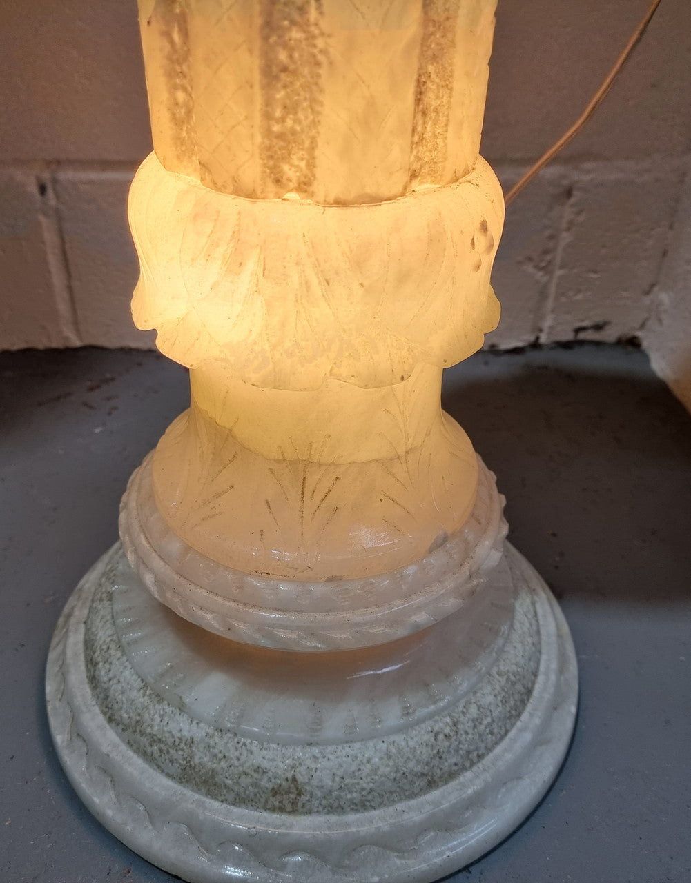 White Alabaster Floor Lamp Column Pedestal