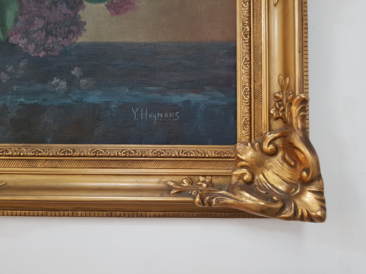 Beautiful Antique Dutch Framed Floral Oil Painting