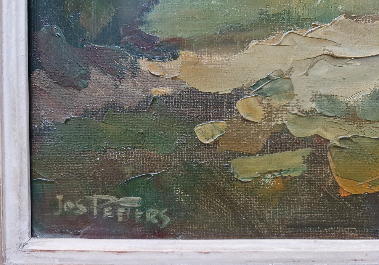 Sourced in France is this beautiful oil on canvas of a country cottage scene in a ornate decorative frame and in good original condition.