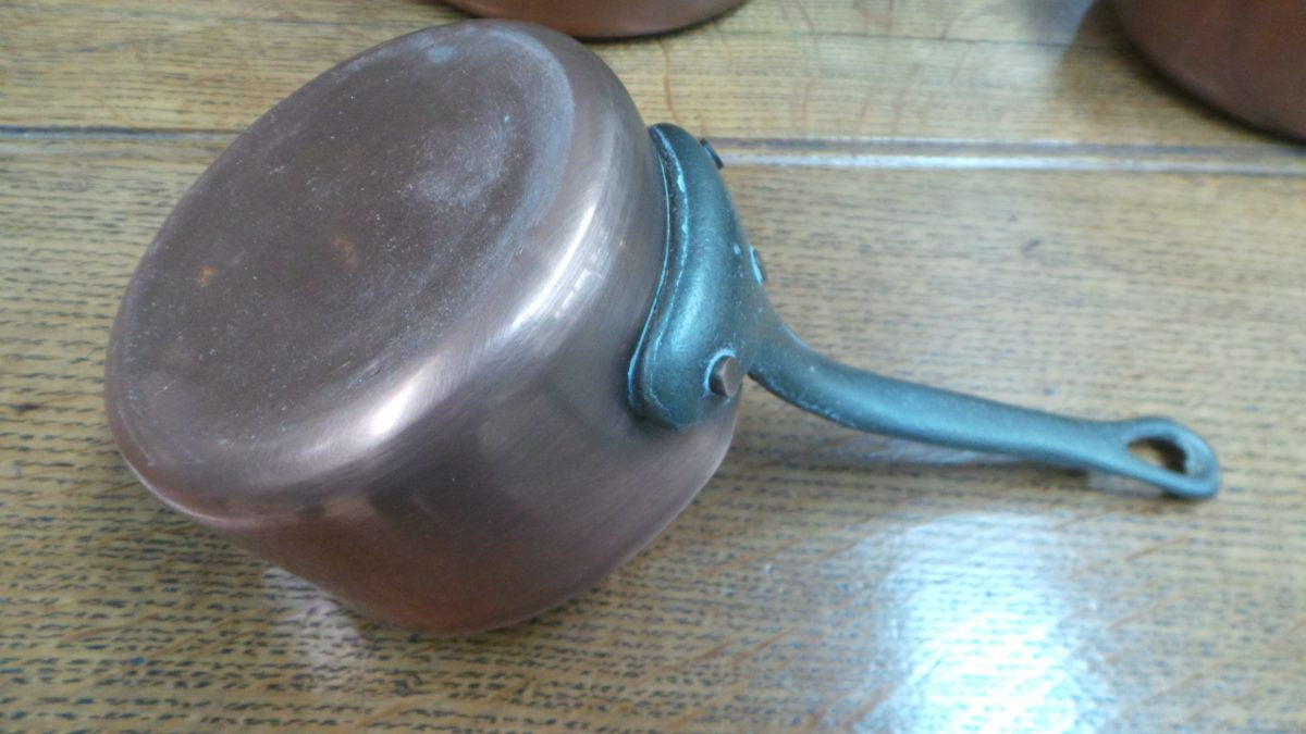 Set of Five French Copper Saucepans